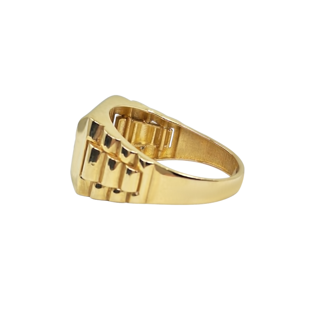 14ct Yellow Gold Patterned Signet Ring