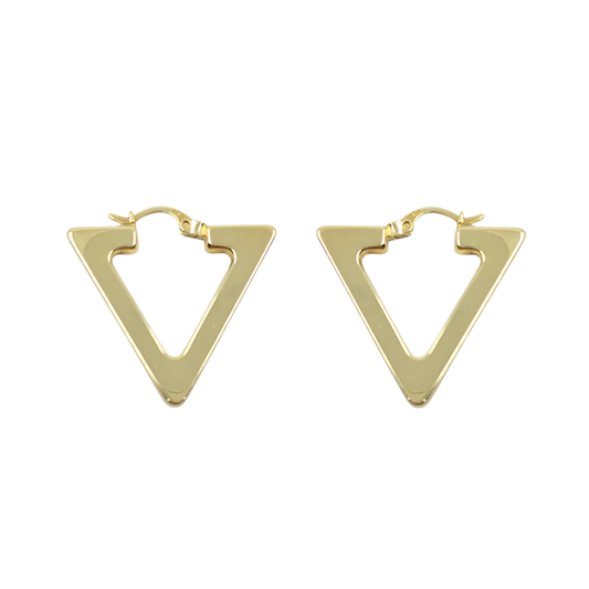 14ct Yellow Gold Triangle Creole Earrings