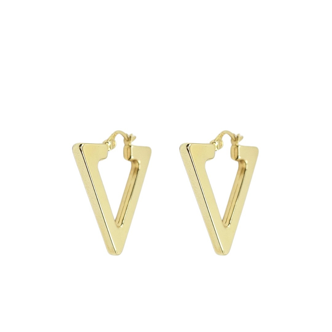 14ct Yellow Gold Triangle Creole Earrings