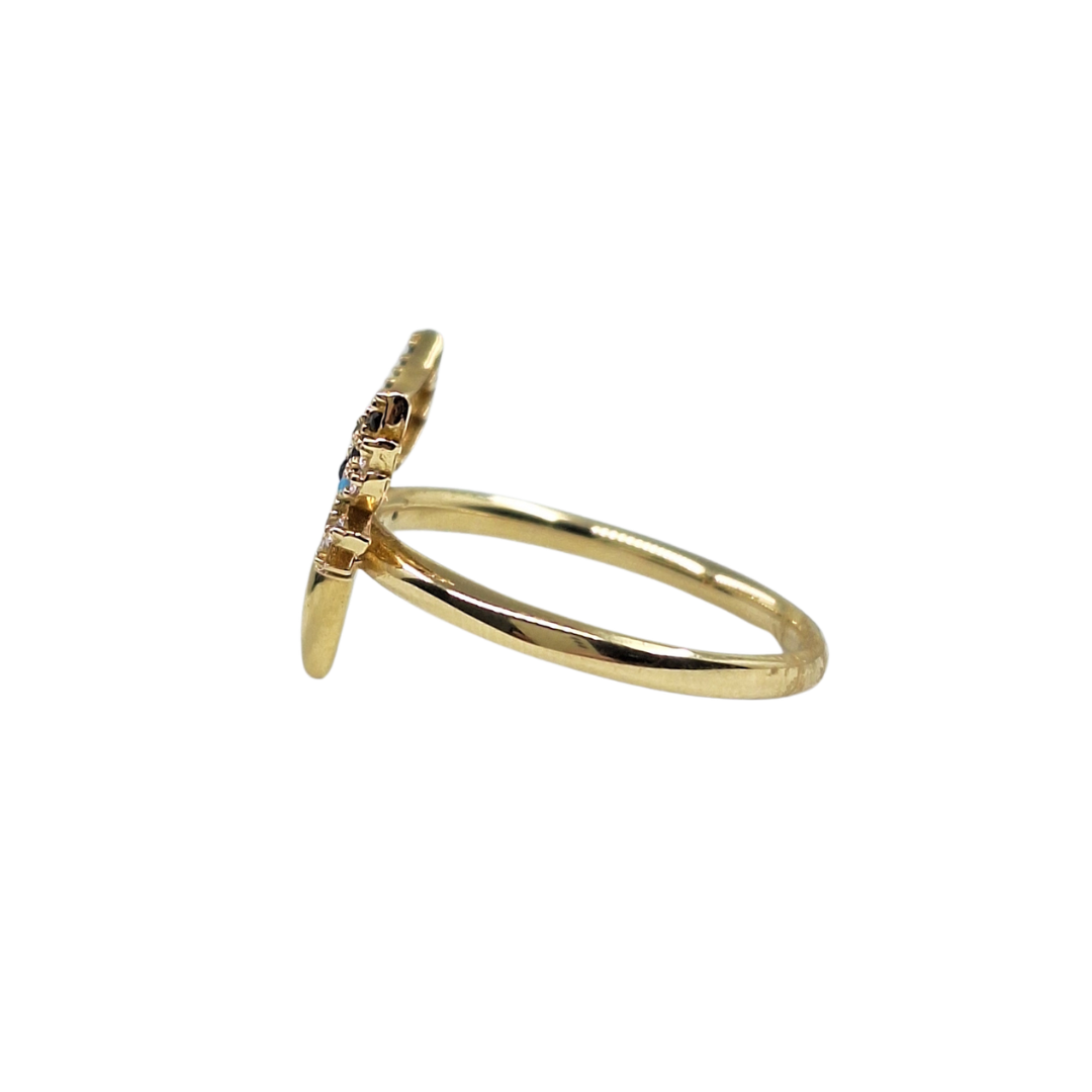 14ct Yellow Gold Multi Colour Cubic Zirconia Angel Ring