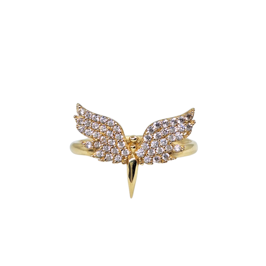 14ct Yellow Gold Cubic Zirconia Angel Ring