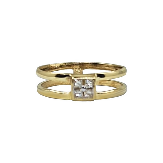 9ct Yellow Gold Double Band Diamond Ring