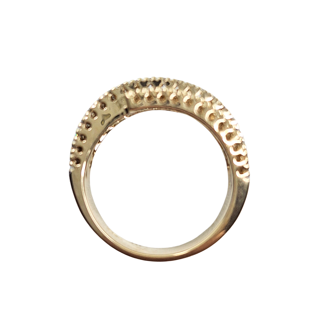 9ct Yellow Gold 4 Row Diamond Wrap Over Band Ring 0.75ct