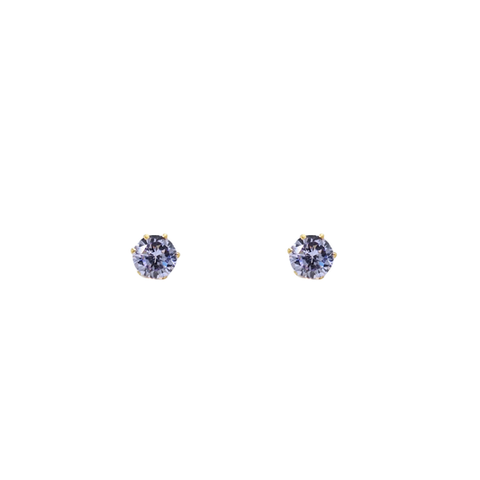 9ct Yellow Gold 3mm Lilac Cubic Zirconia Stud Earrings