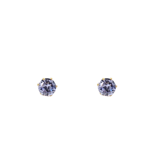 9ct Yellow Gold 4mm Lilac Cubic Zirconia Stud Earrings