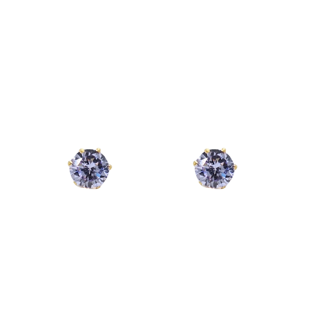 9ct Yellow Gold 5mm Lilac Cubic Zirconia Stud Earrings