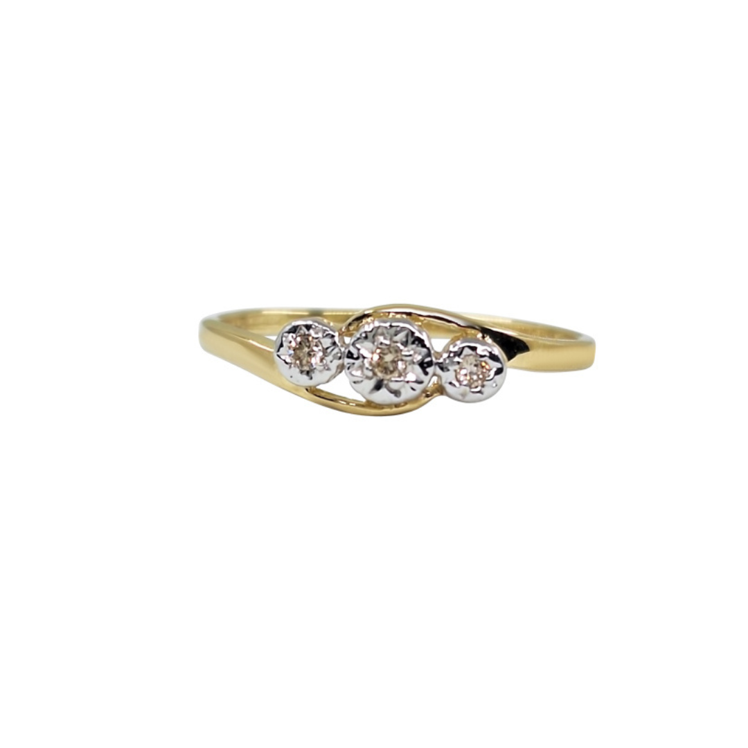 9ct Yellow Gold Diamond 3 Stone Ring