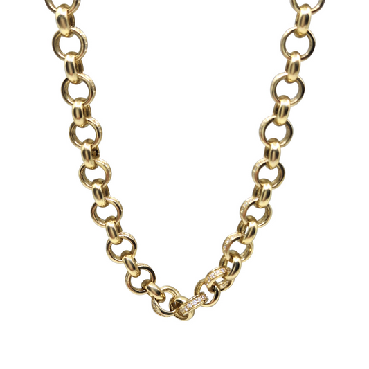 9ct Yellow Gold Cubic Zirconia Belcher Chain 18"