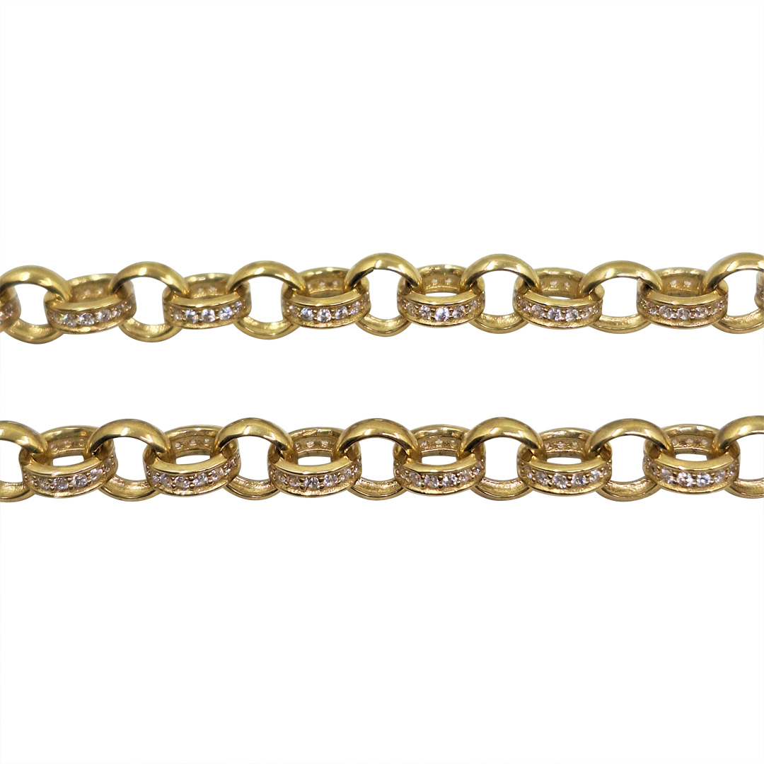 9ct Yellow Gold Cubic Zirconia Belcher Chain 18"