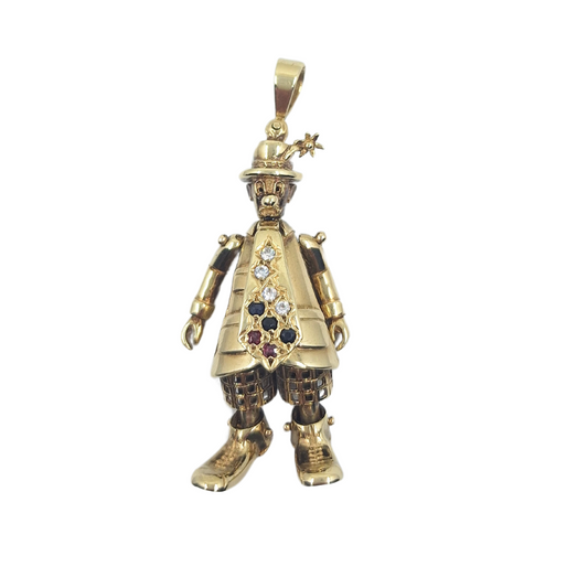 9ct Yellow Gold Cubic Zirconia Clown Pendant