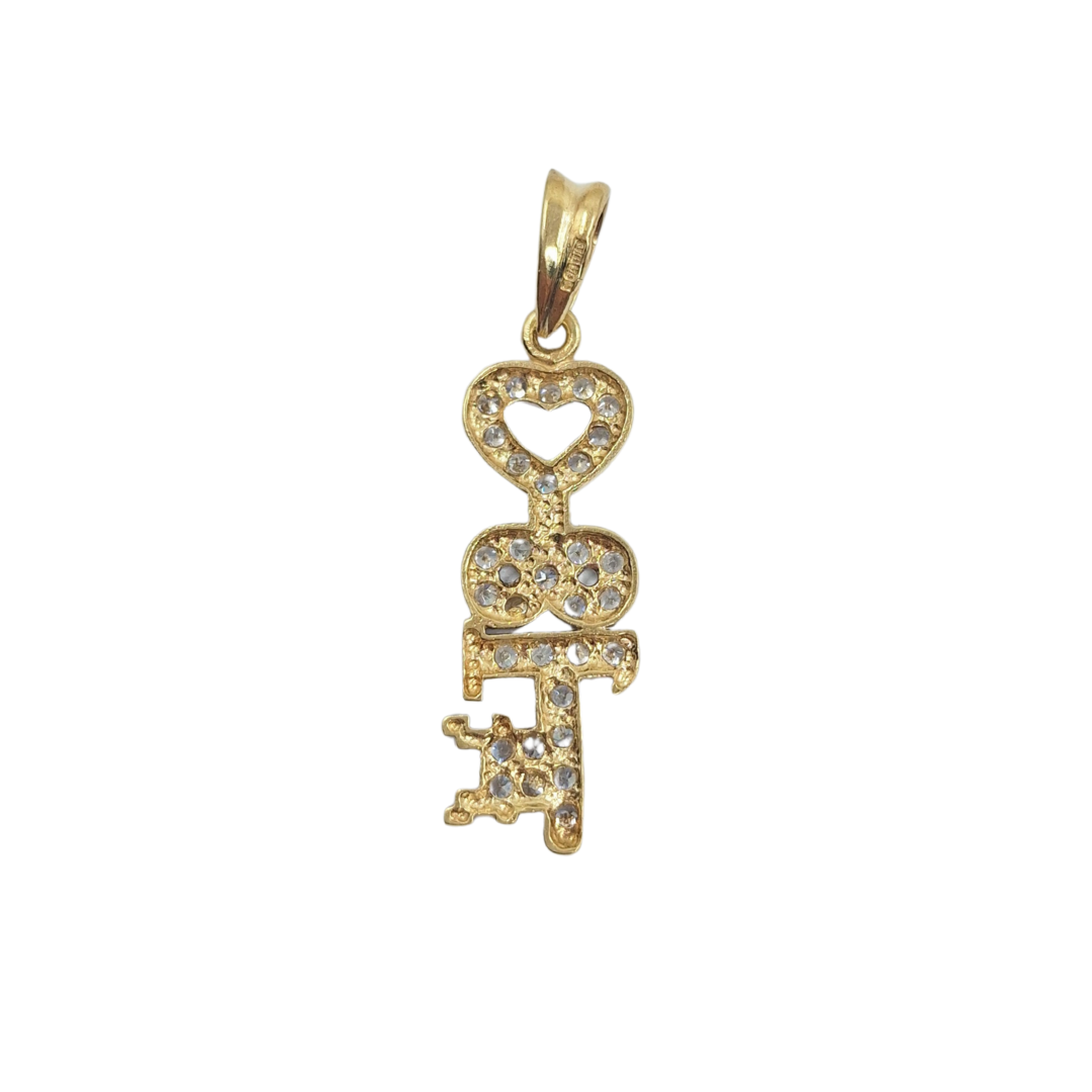 9ct Yellow Gold Cubic Zirconia 18 Key Pendant