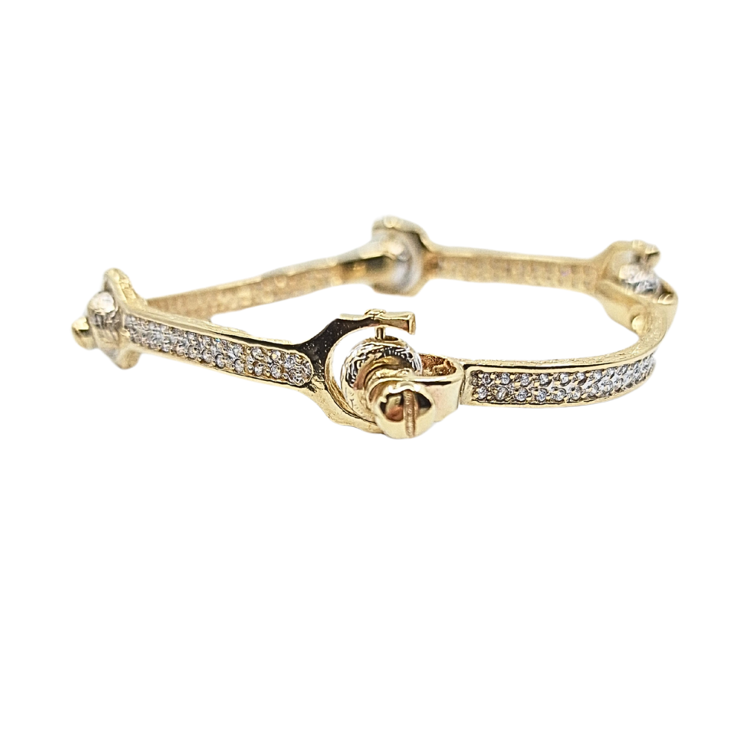 9ct Yellow Gold Cubic Zirconia Stirrup Bangle