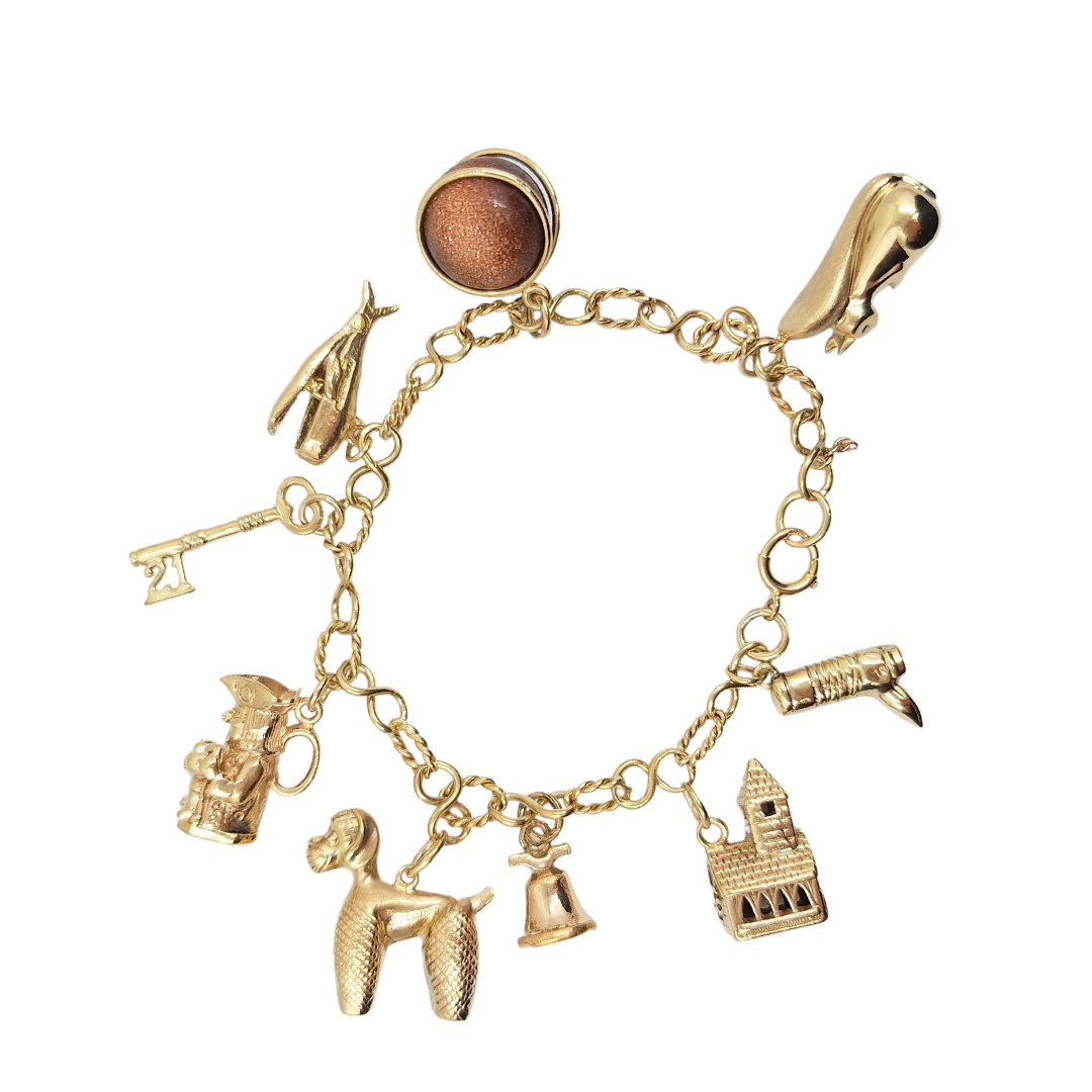 9ct Yellow Gold Bracelet With Charms