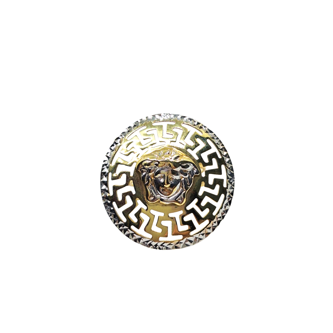 14ct 2 Colour Gold Round Versace Style Ring