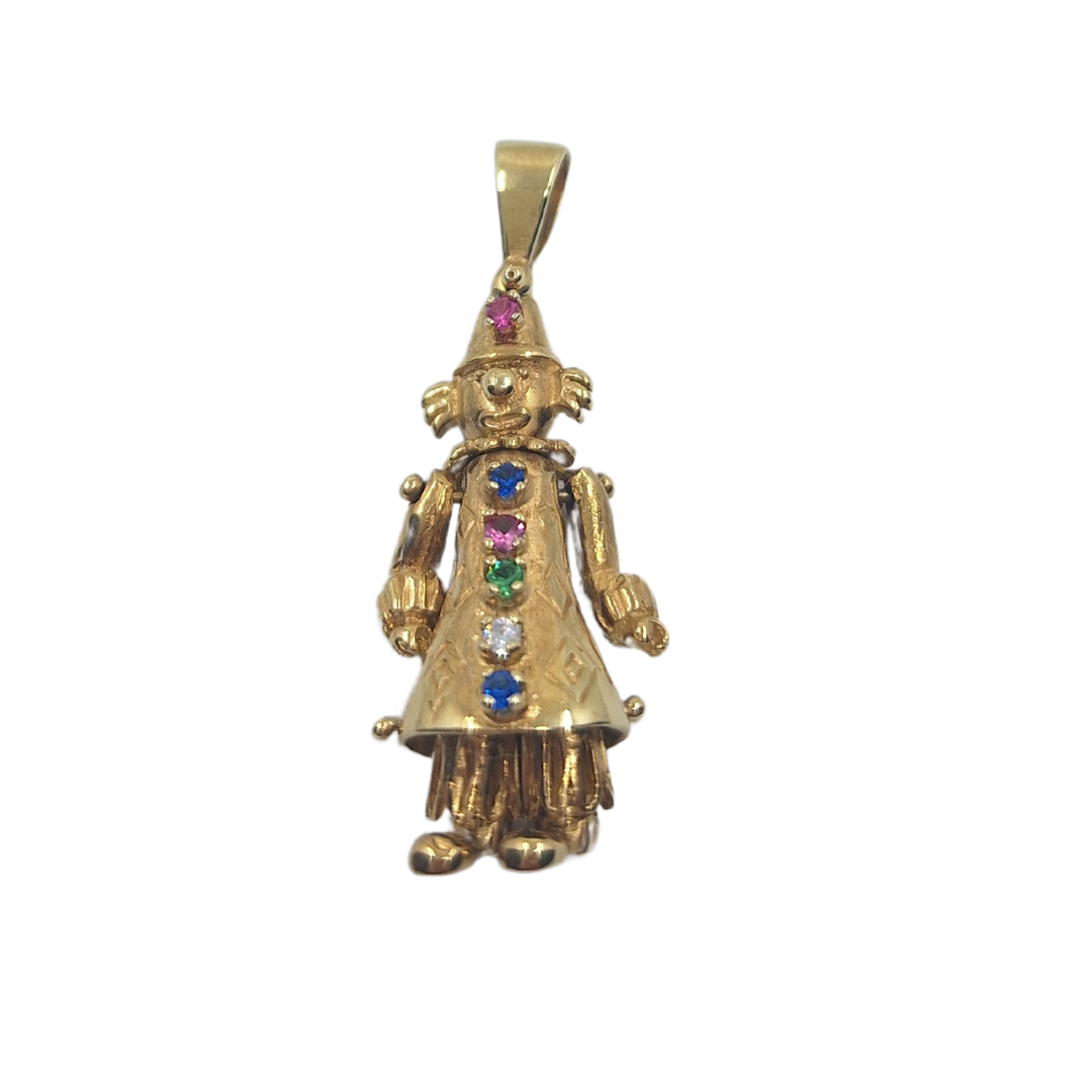 9ct Yellow Gold Cubic Zirconia Clown Pendant