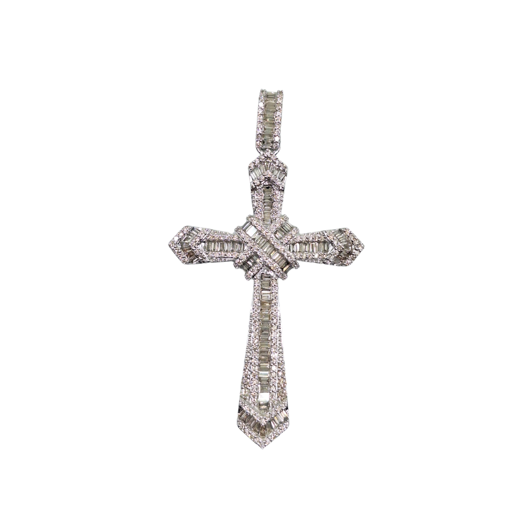 9ct White Gold Diamond Cross Pendant 1.66ct