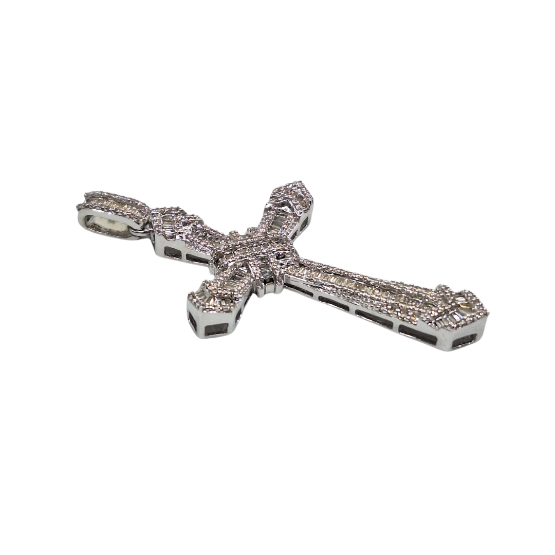 9ct White Gold Diamond Cross Pendant 1.66ct