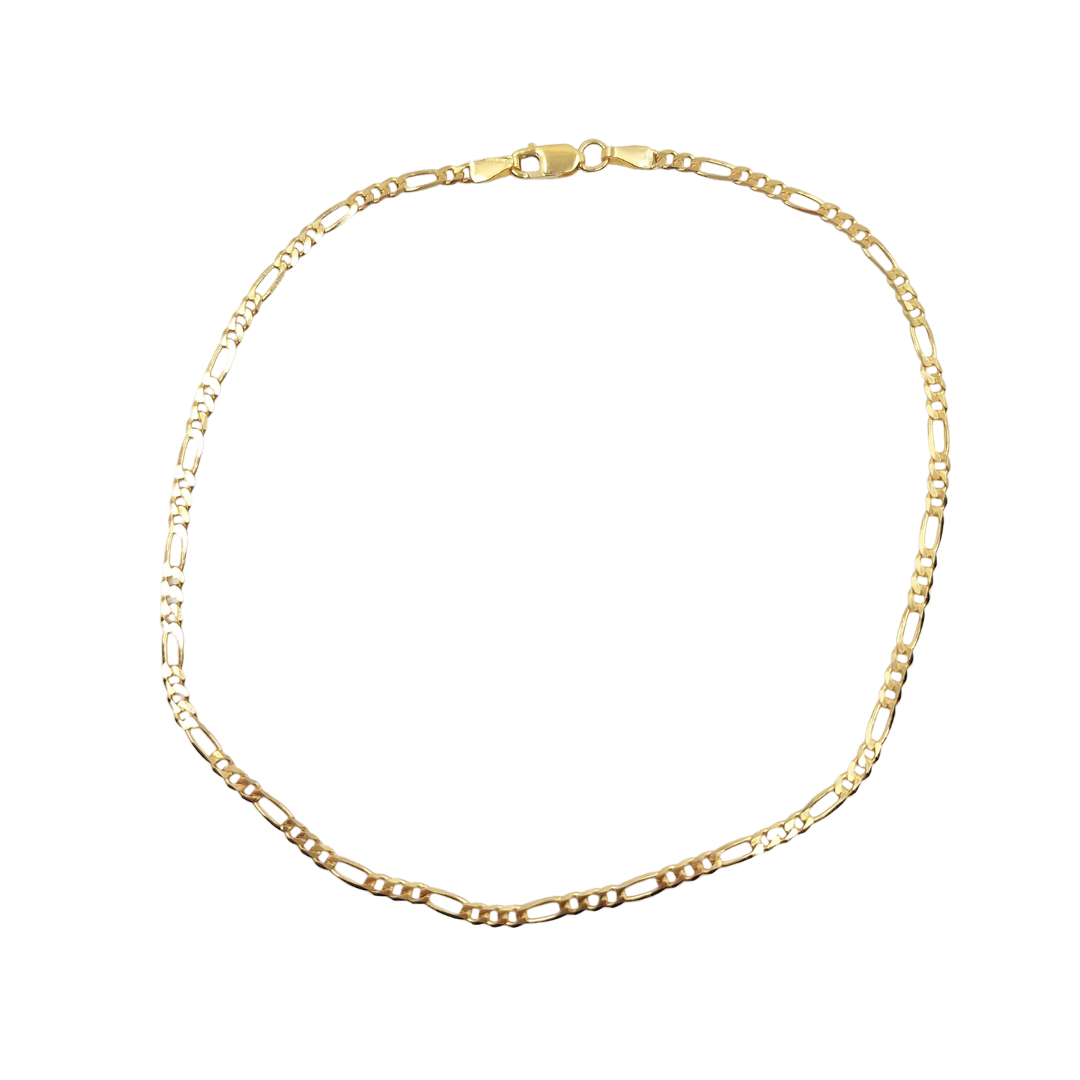 9ct Yellow Gold Solid Figaro Anklet 10"