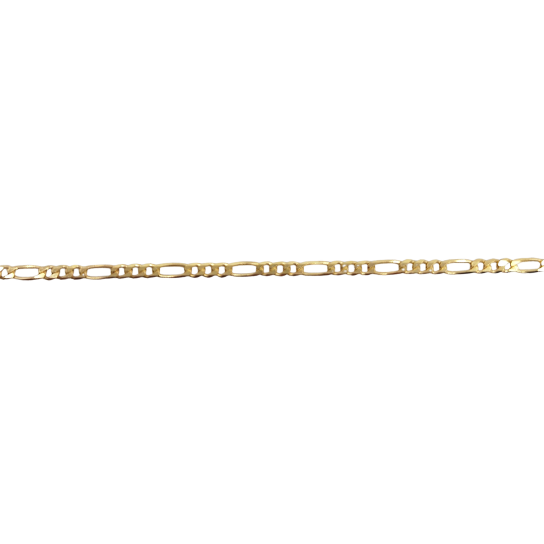 9ct Yellow Gold Solid Figaro Anklet 10"