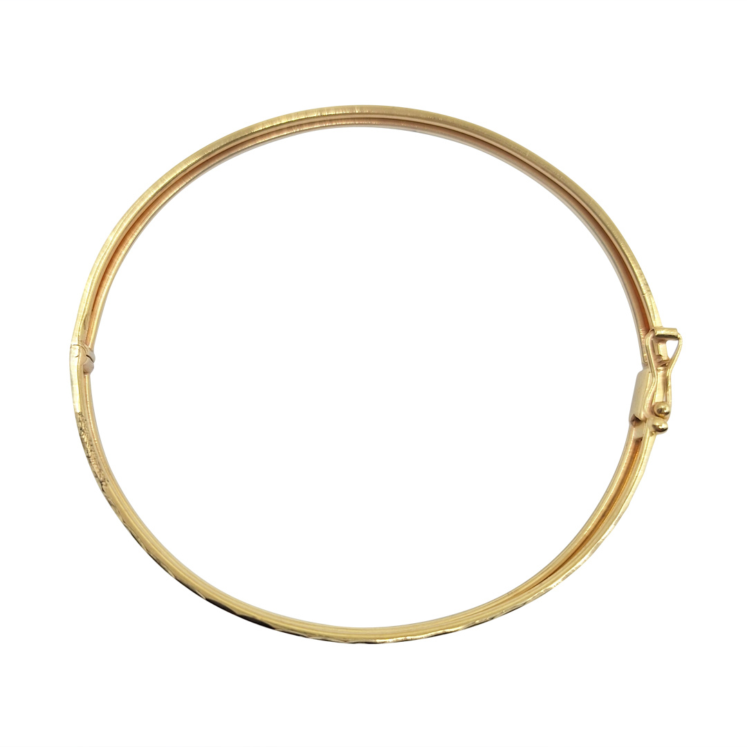 9ct Yellow Gold Flower Engraved Bangle