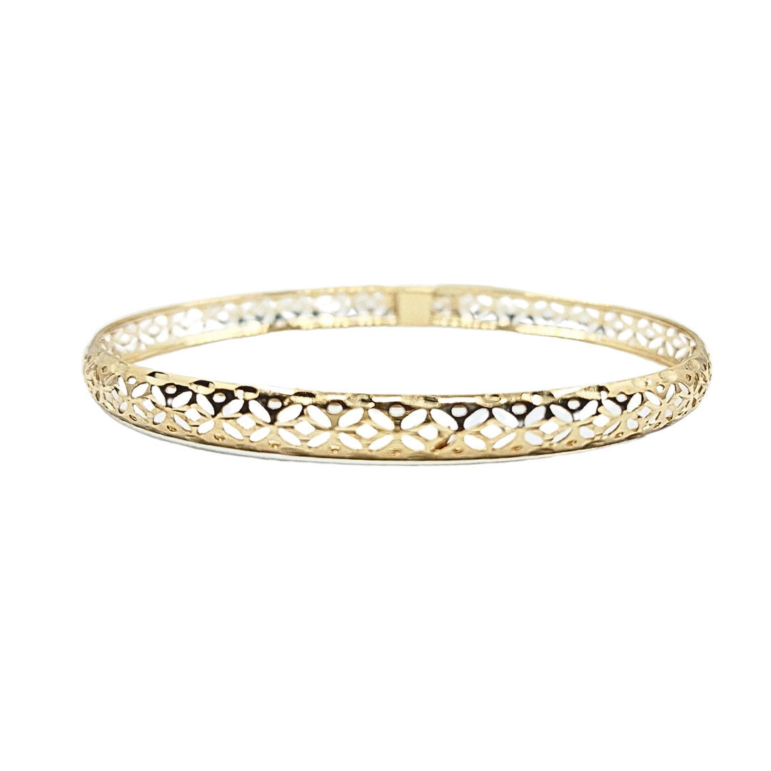 9ct Yellow Gold Openwork Patterned Bangle