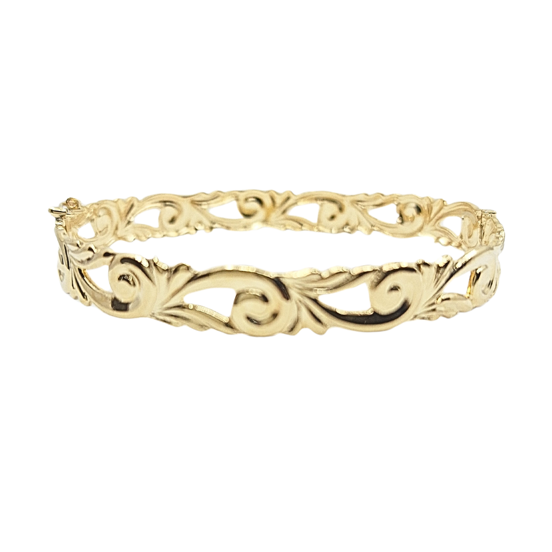 9ct Yellow Gold Scroll Bangle