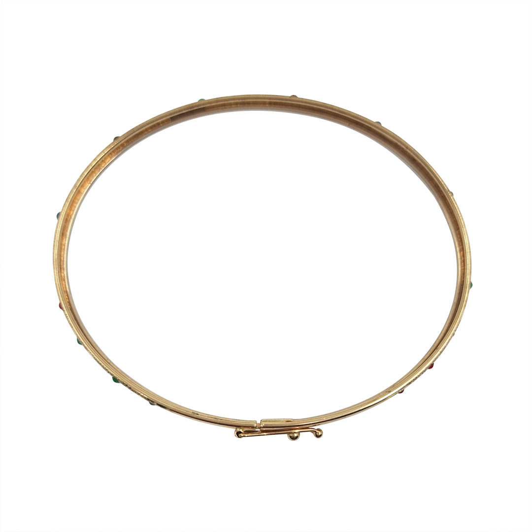 9ct Yellow Gold Bangle with Enamel Bead Design