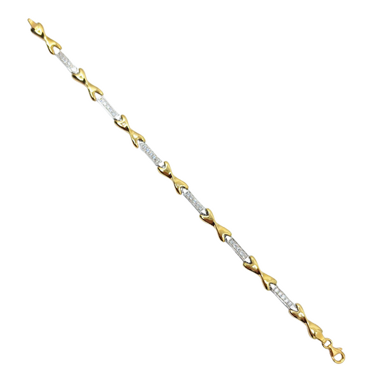 9ct Yellow Gold Cubic Zirconia Kiss Bracelet