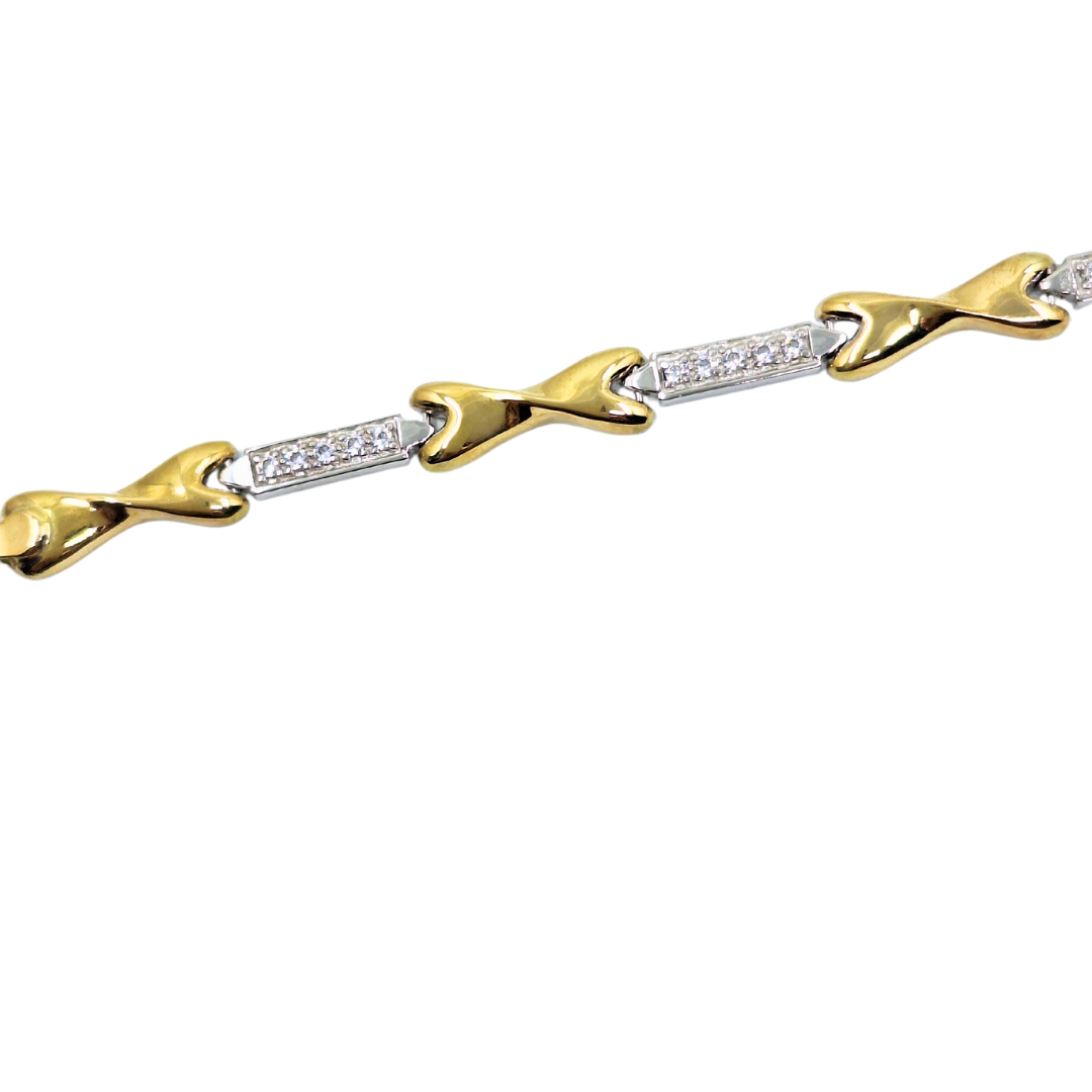 9ct Yellow Gold Cubic Zirconia Kiss Bracelet