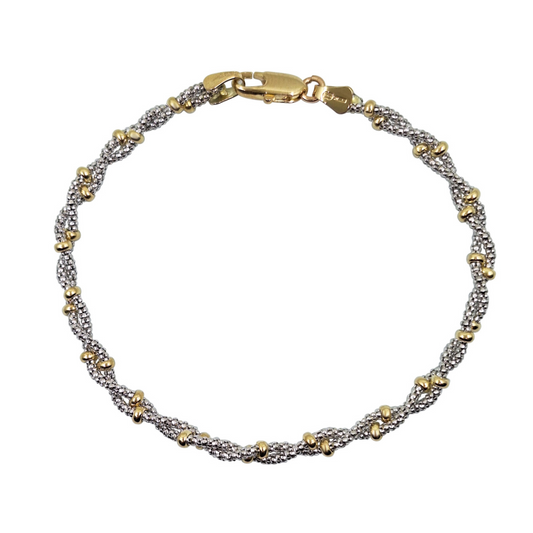 9ct Yellow and White Gold Fancy Link Bracelet