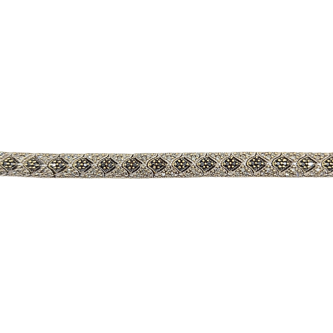 9ct Yellow Gold Black & White Diamond Bracelet