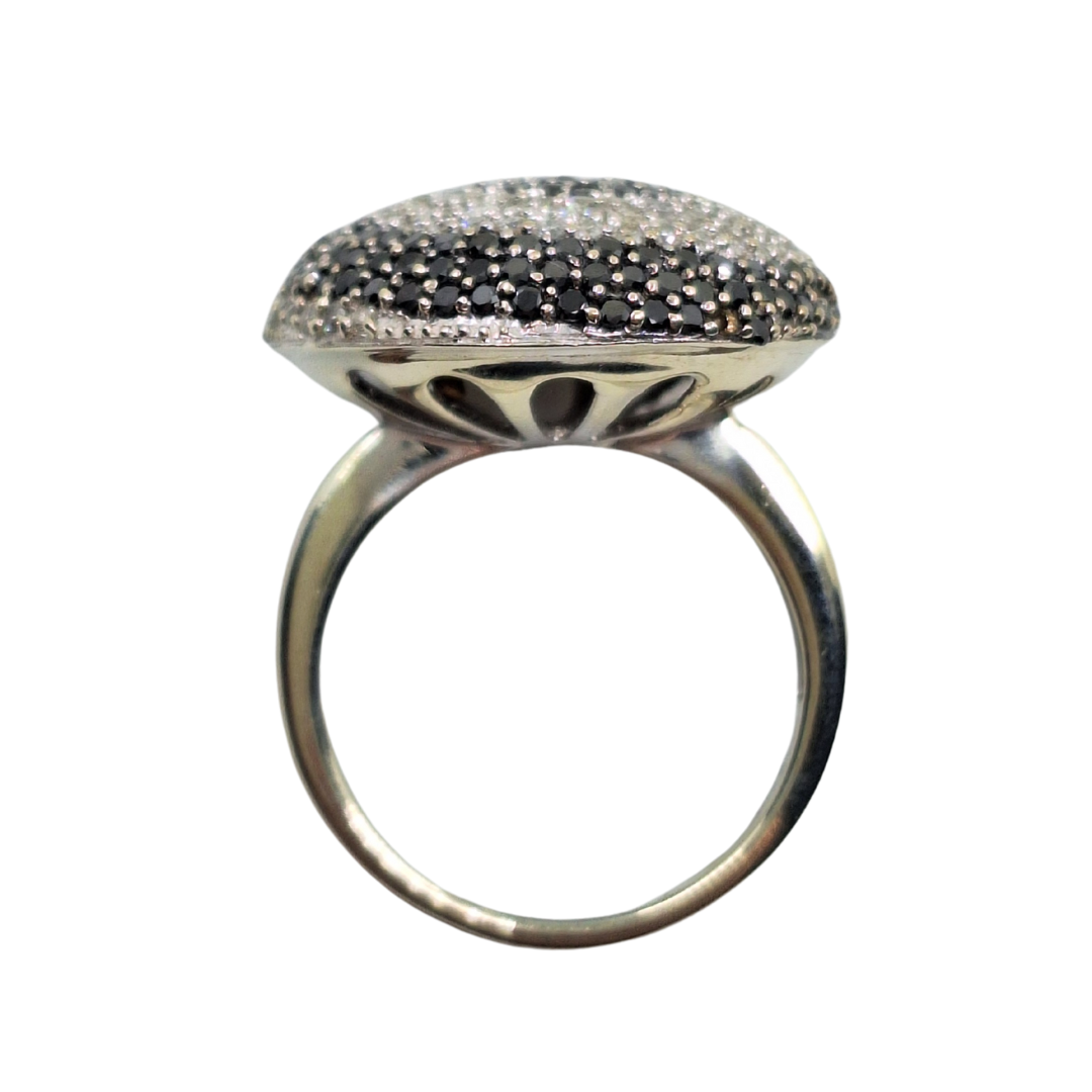 9ct White Gold Black & White Diamond Cluster Ring