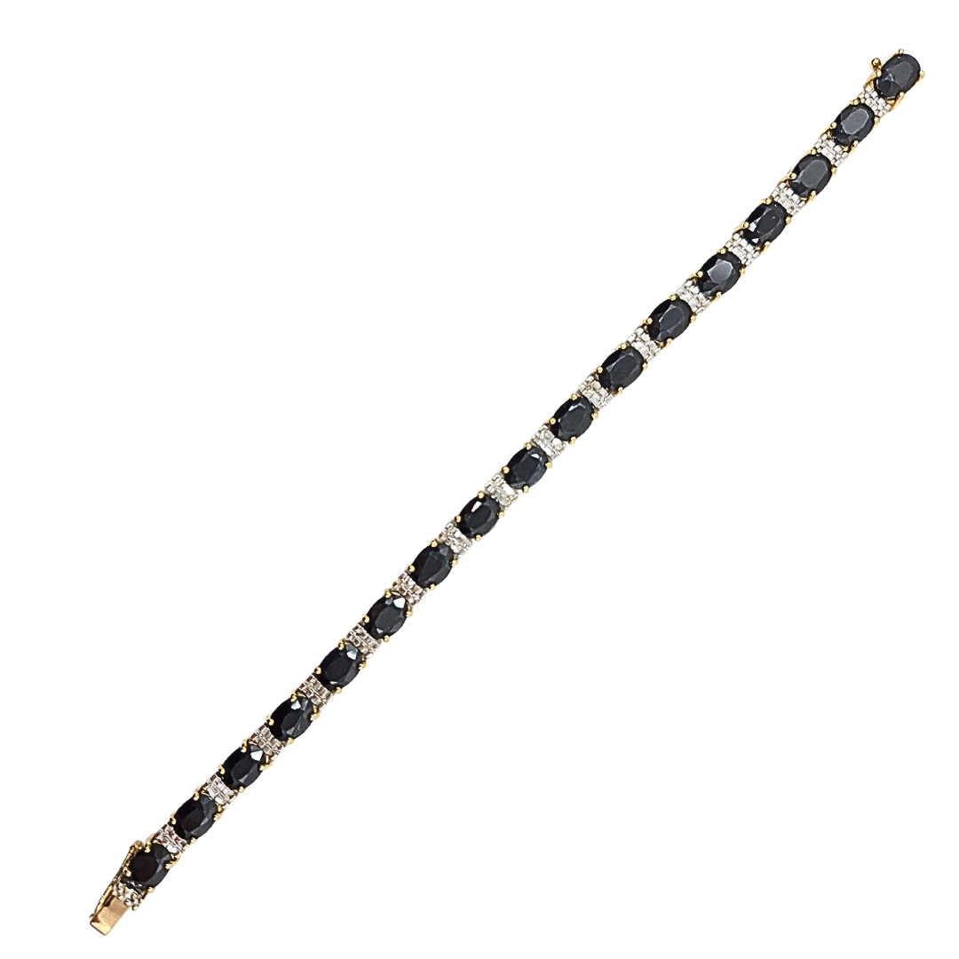 9ct Yellow Gold Sapphire & Diamond Tennis Bracelet