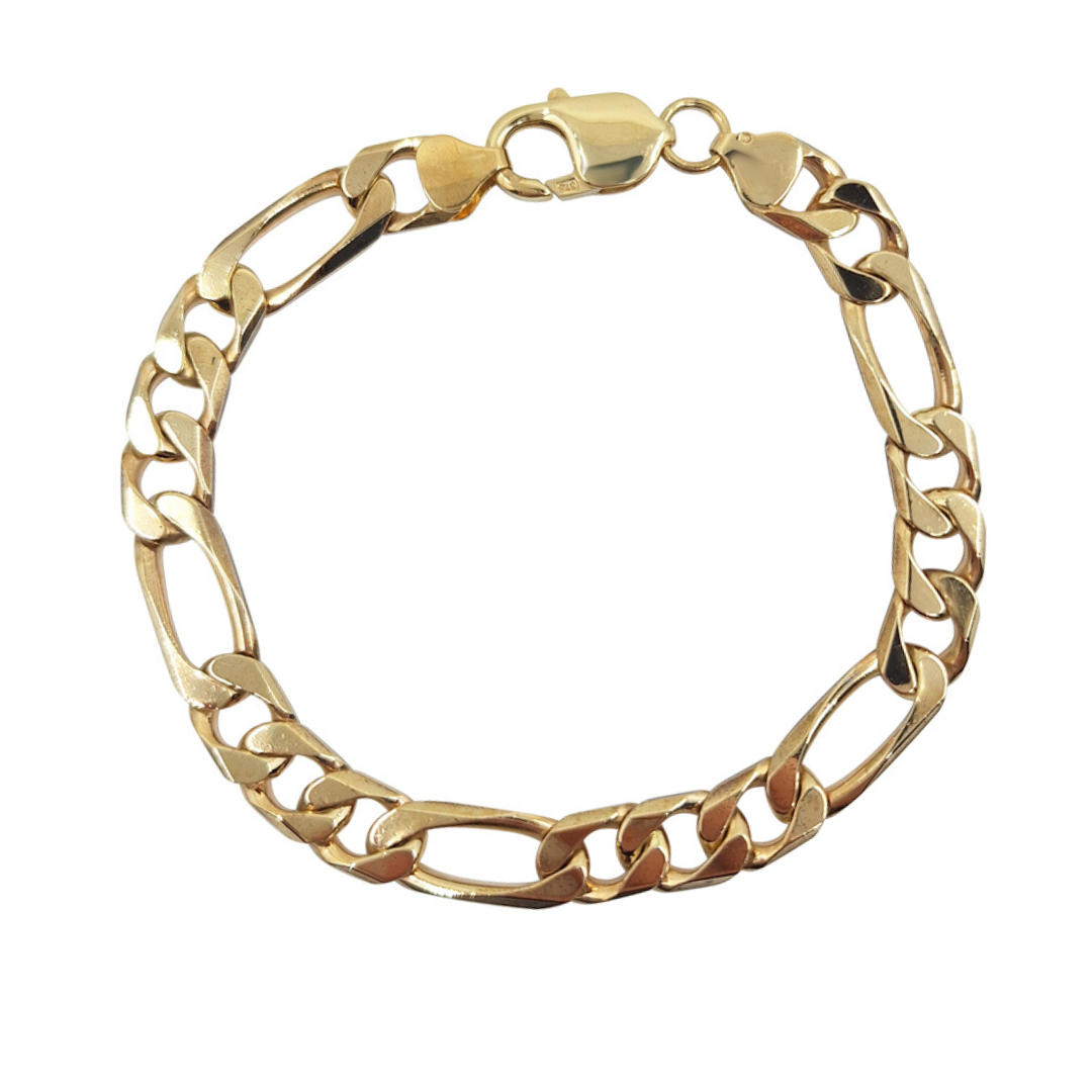 9ct Yellow Gold Figaro Bracelet 8.75"