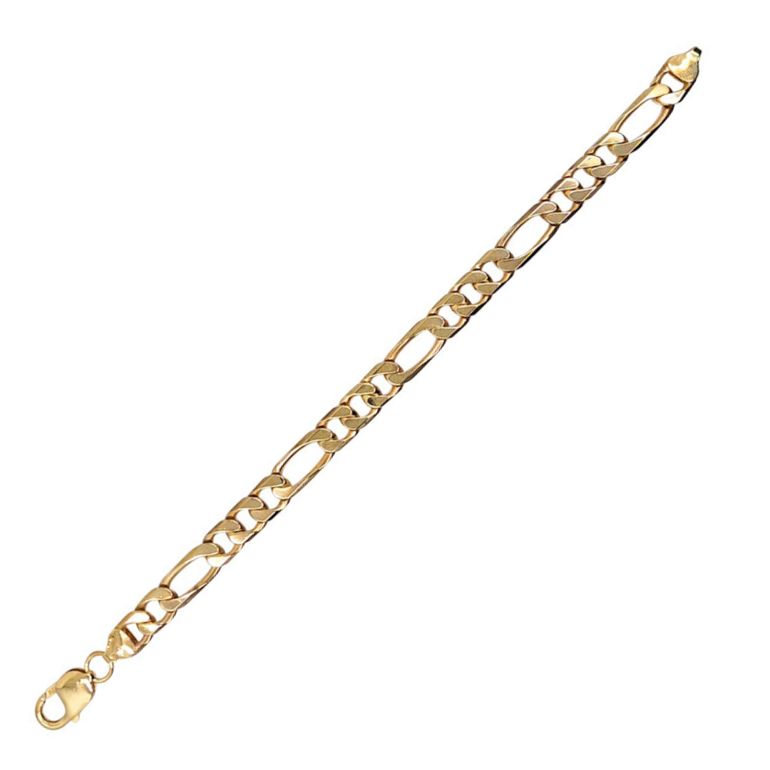 9ct Yellow Gold Figaro Bracelet 8.75"