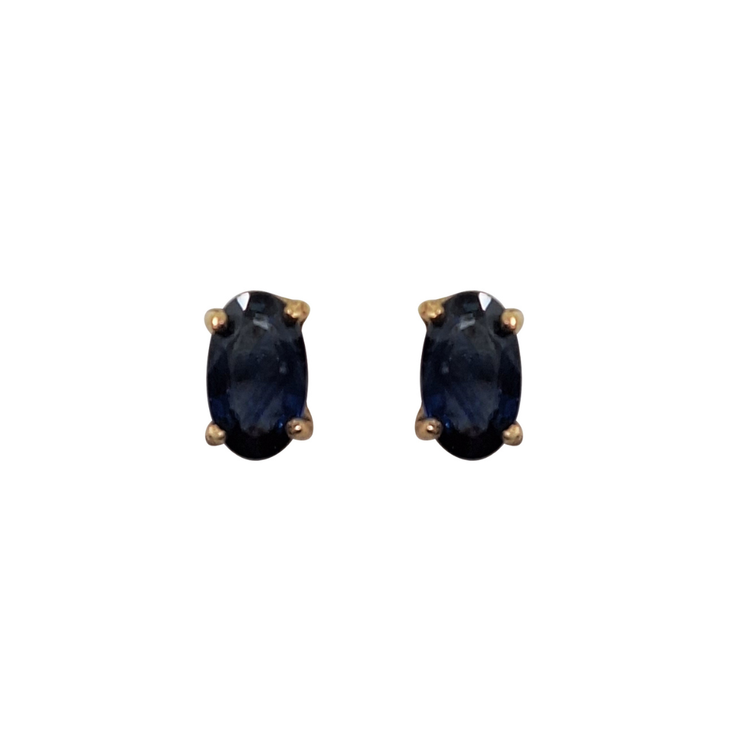 9ct Yellow Gold Oval Sapphire Solitaire Stud Earrings