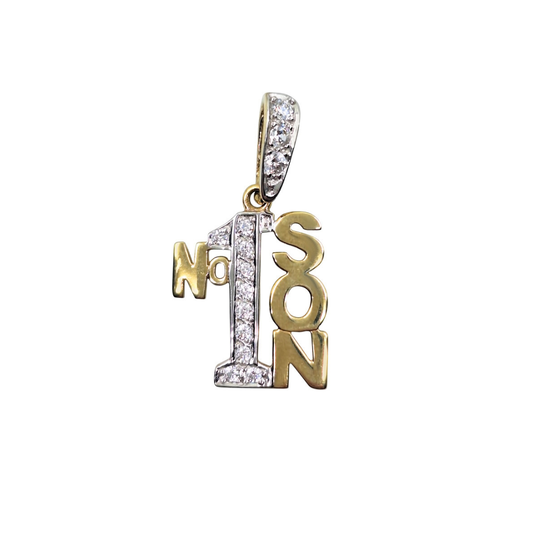9ct Yellow Gold Cubic Zirconia No1 Son Pendant