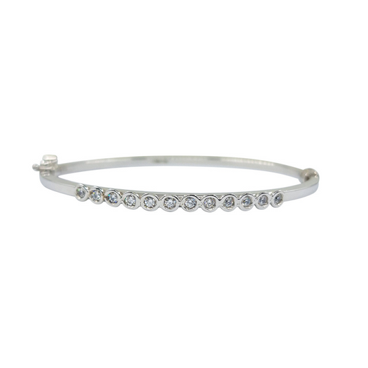 9ct White Gold Cubic Zirconia Bangle