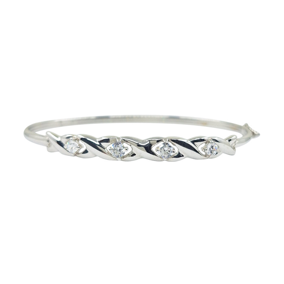 9ct White Gold Cubic Zirconia Bangle