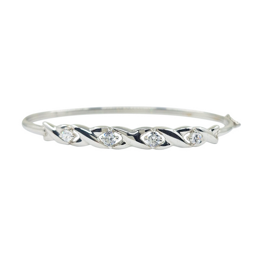 9ct White Gold Cubic Zirconia Bangle