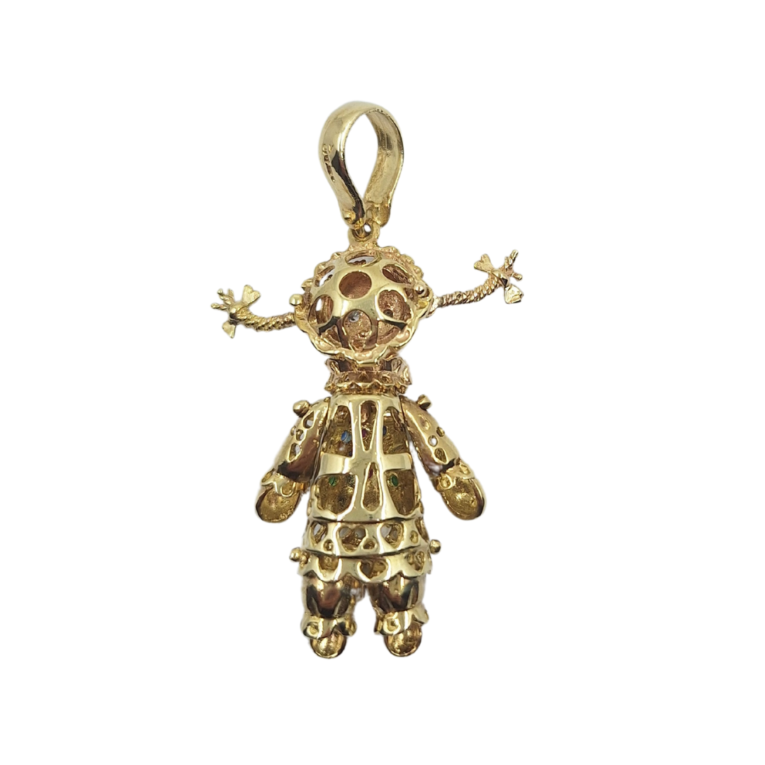 9ct Yellow Gold Cubic Zirconia Ragdoll Pendant