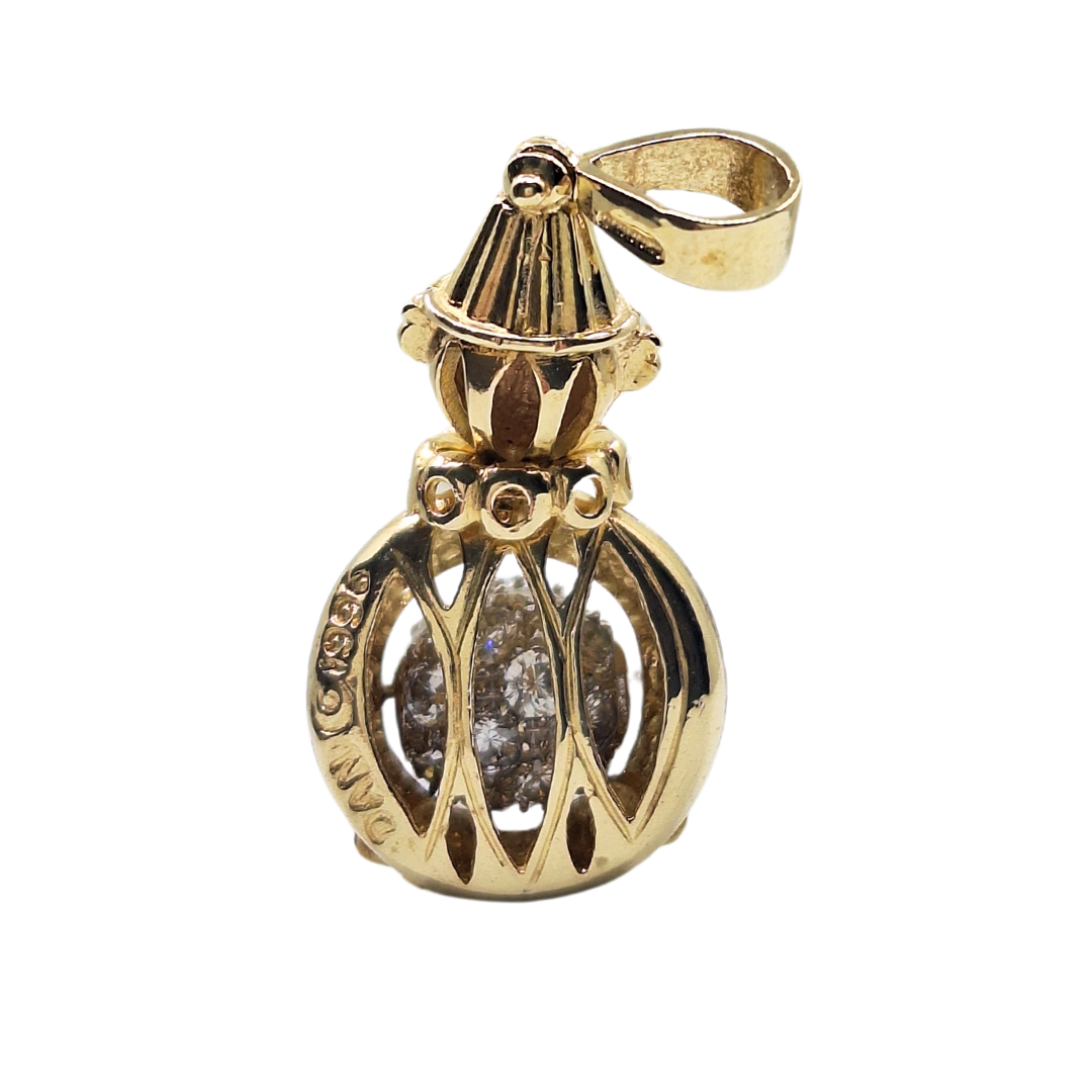 9ct Yellow Gold Clown Pendant With Rollerball Cubic Zirconia Belly