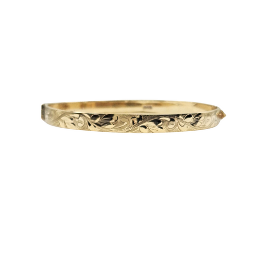 9ct Yellow Gold Engraved Bangle