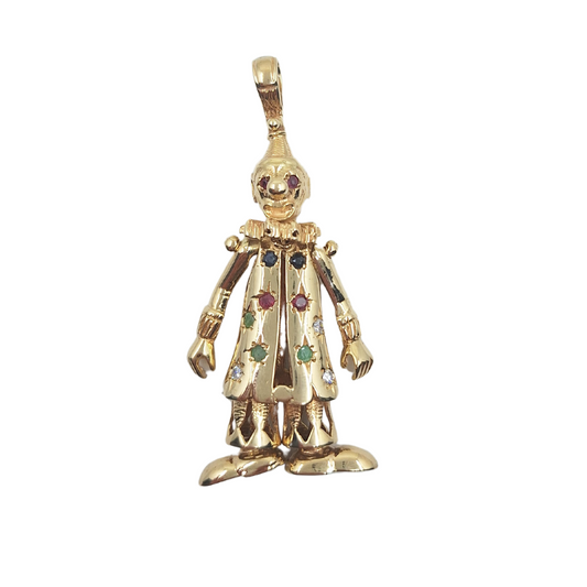 9ct Yellow Gold Cubic Zirconia Clown Pendant