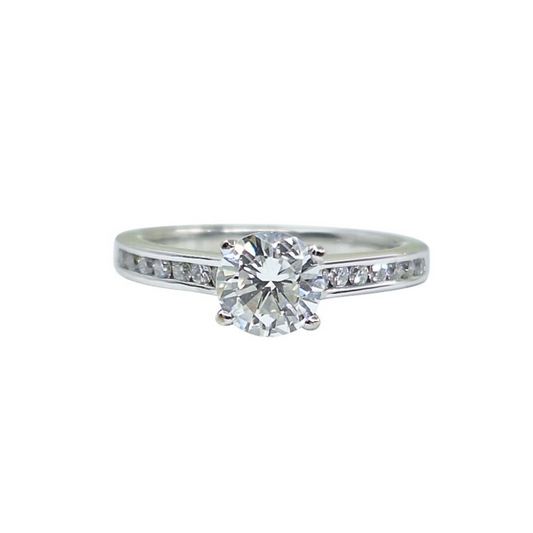 Platinum Diamond Solitaire Ring With Diamond Shoulders