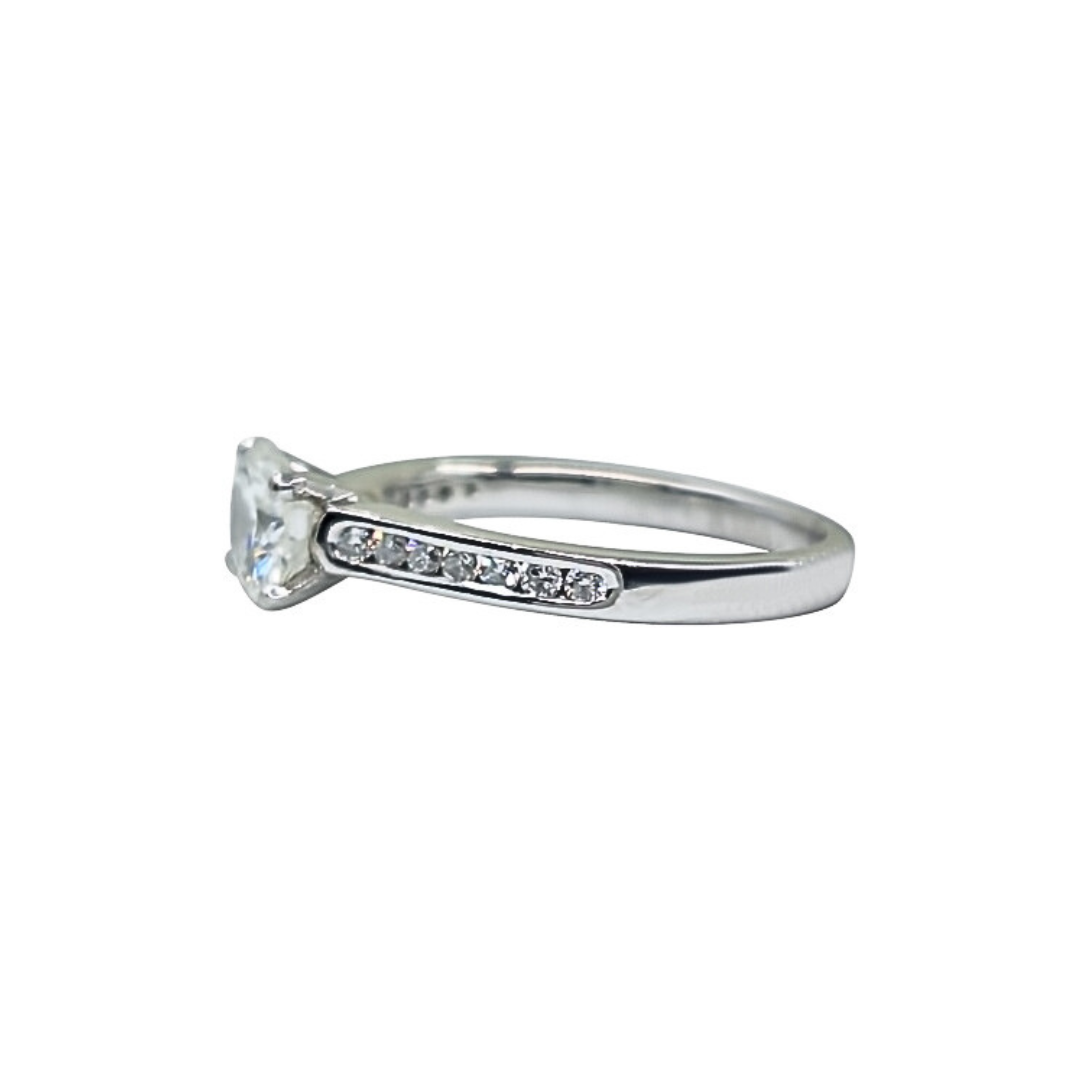 Platinum Diamond Solitaire Ring With Diamond Shoulders