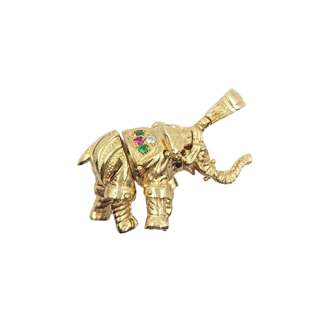 9ct Yellow Gold Cubic Zirconia Elephant Pendant