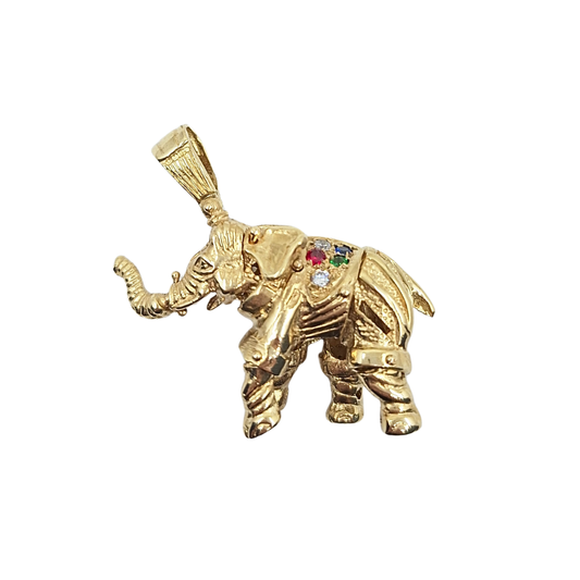 9ct Yellow Gold Cubic Zirconia Elephant Pendant