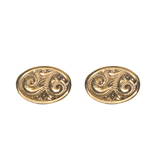 9ct Yellow Gold Oval Engraved Cufflinks