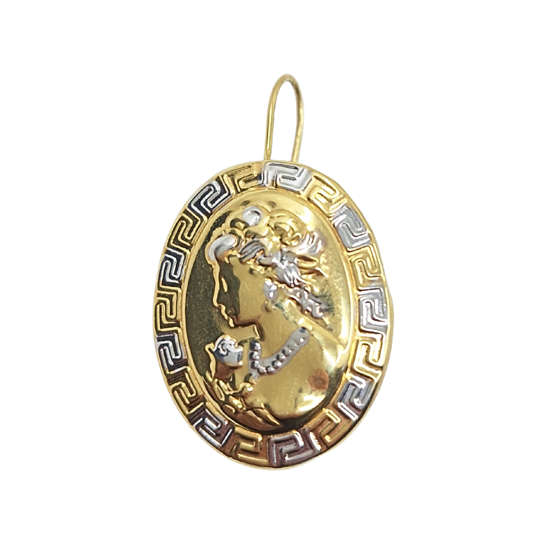 14ct Yellow & White Gold Cameo Style Drop Earrings